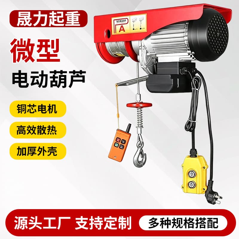 Mini electric hoist 220v small crane winch household lifting grain decoration loading hoist crane