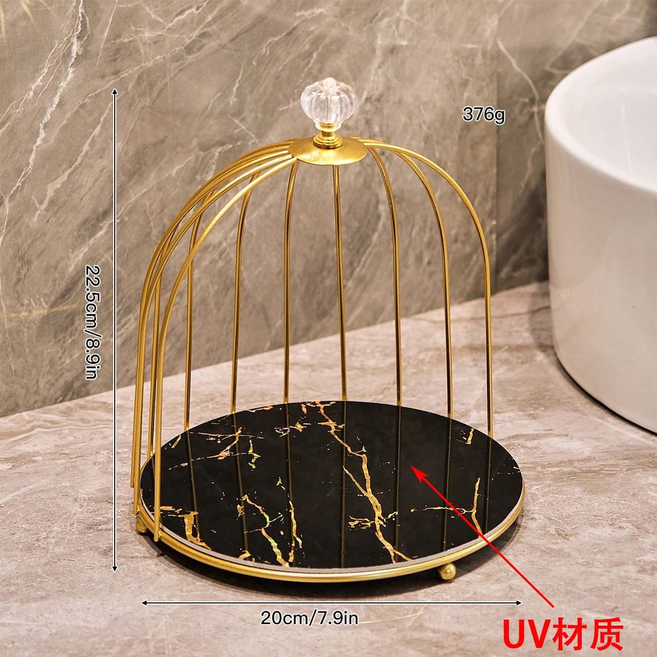 Nordic-style luxury iron bathroom shelf for toiletries and cosmetics organization in the bathroom.
