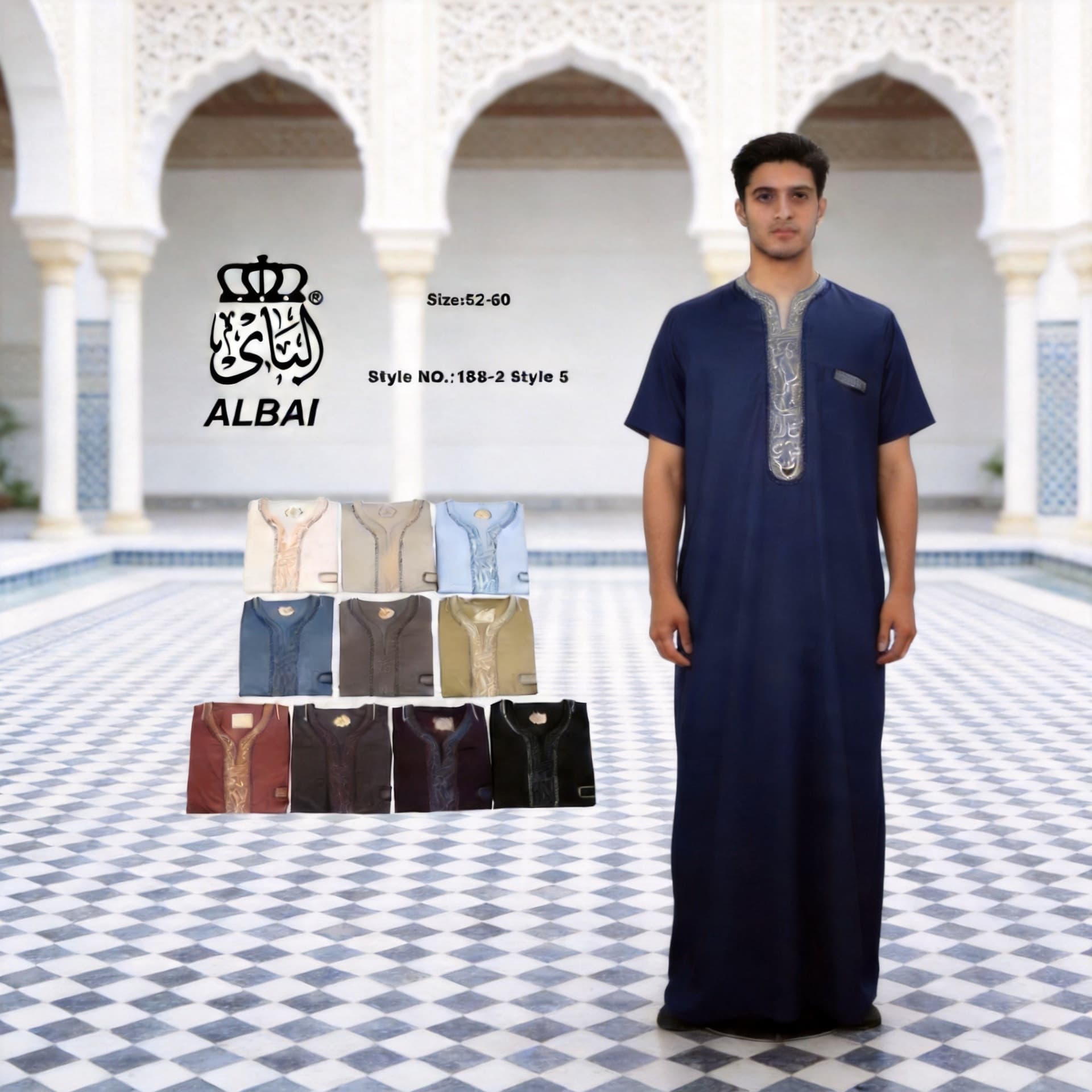 Hassan Factory Premium Robe 2026 New Mid-Sleeve Embroidered Nightgown Men's Robe