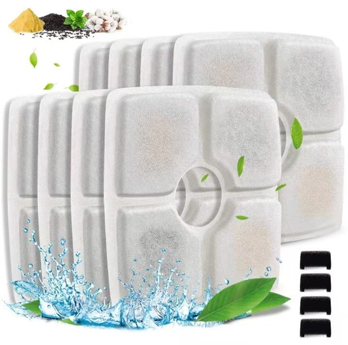 Square Pet Water Fountain Filter Cartridge, Cat Water Dispenser Filter Cotton, Filter Screen, Water Filter Disc, Smart Silent
