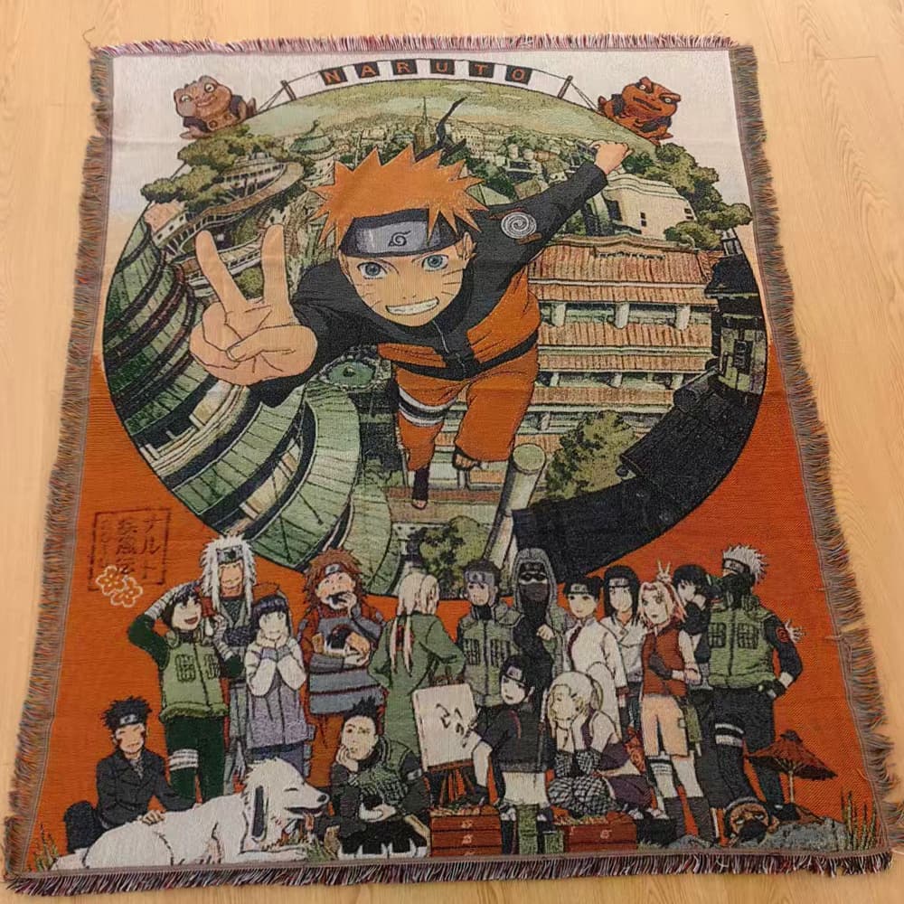 Cross-border sofa blanket anime cartoon art polyester-cotton tapestry cover blanket jacquard woven blanket thickened thread blanket custom