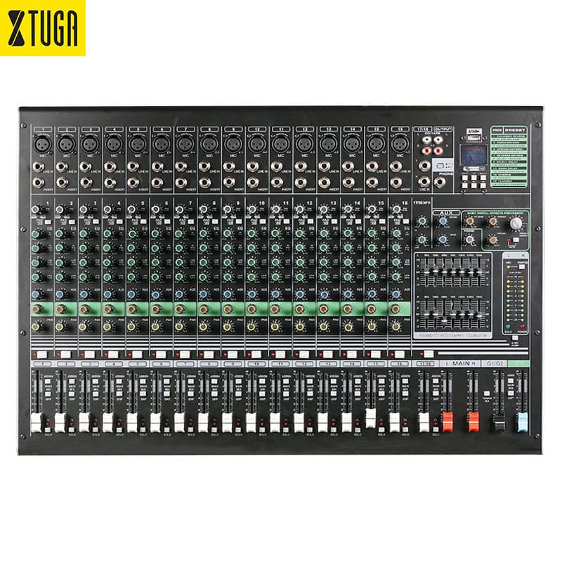 Xtuga MFX162 High-Quality 16-Channel Mixer 24 Digital Effects DJ KTV Sound System Console