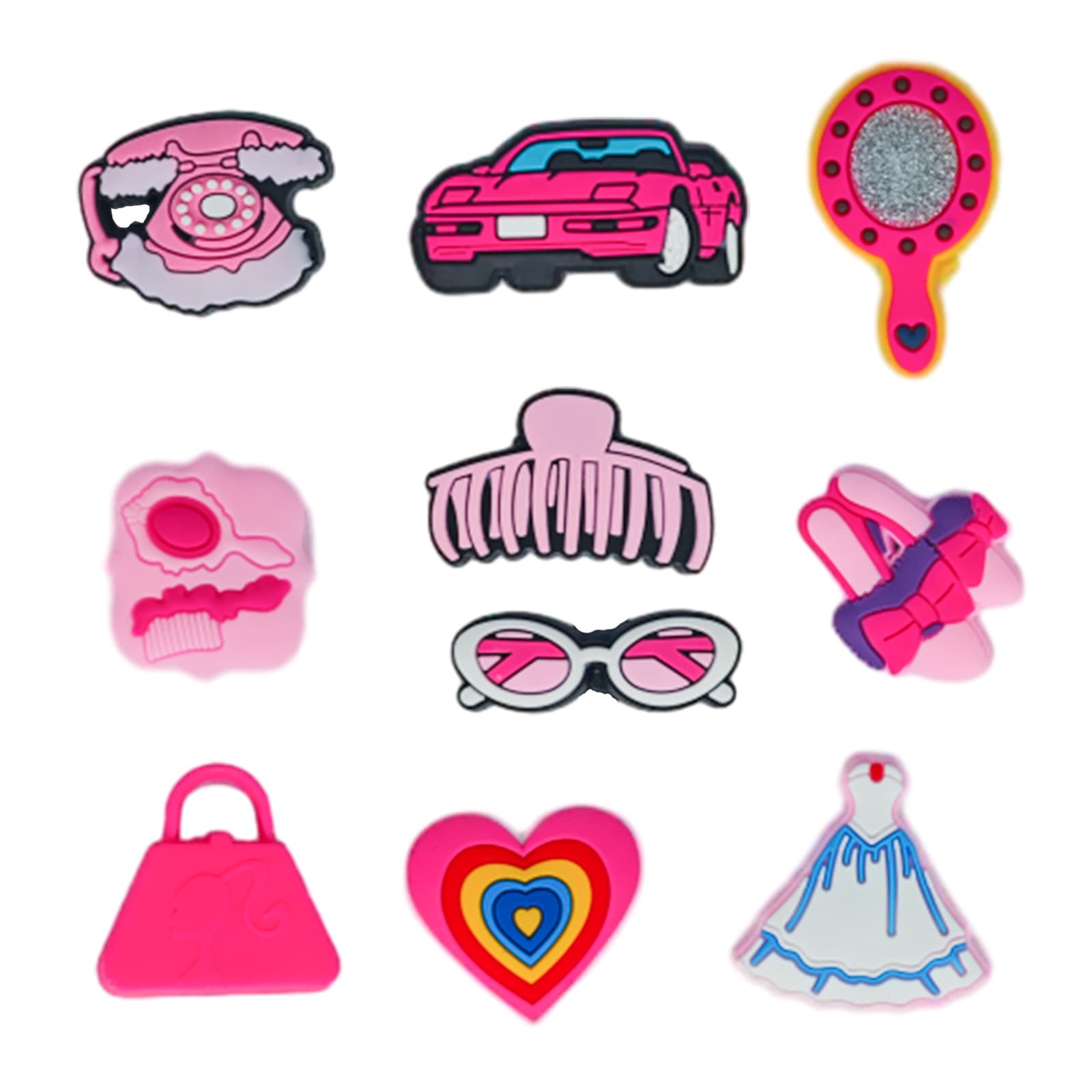 Pink Barbie Shoe Flower Hole Clog Decoration DIY Shoe Accessories PVC Soft Glue Shoe Charms Premium Shoe Decor for Sandals