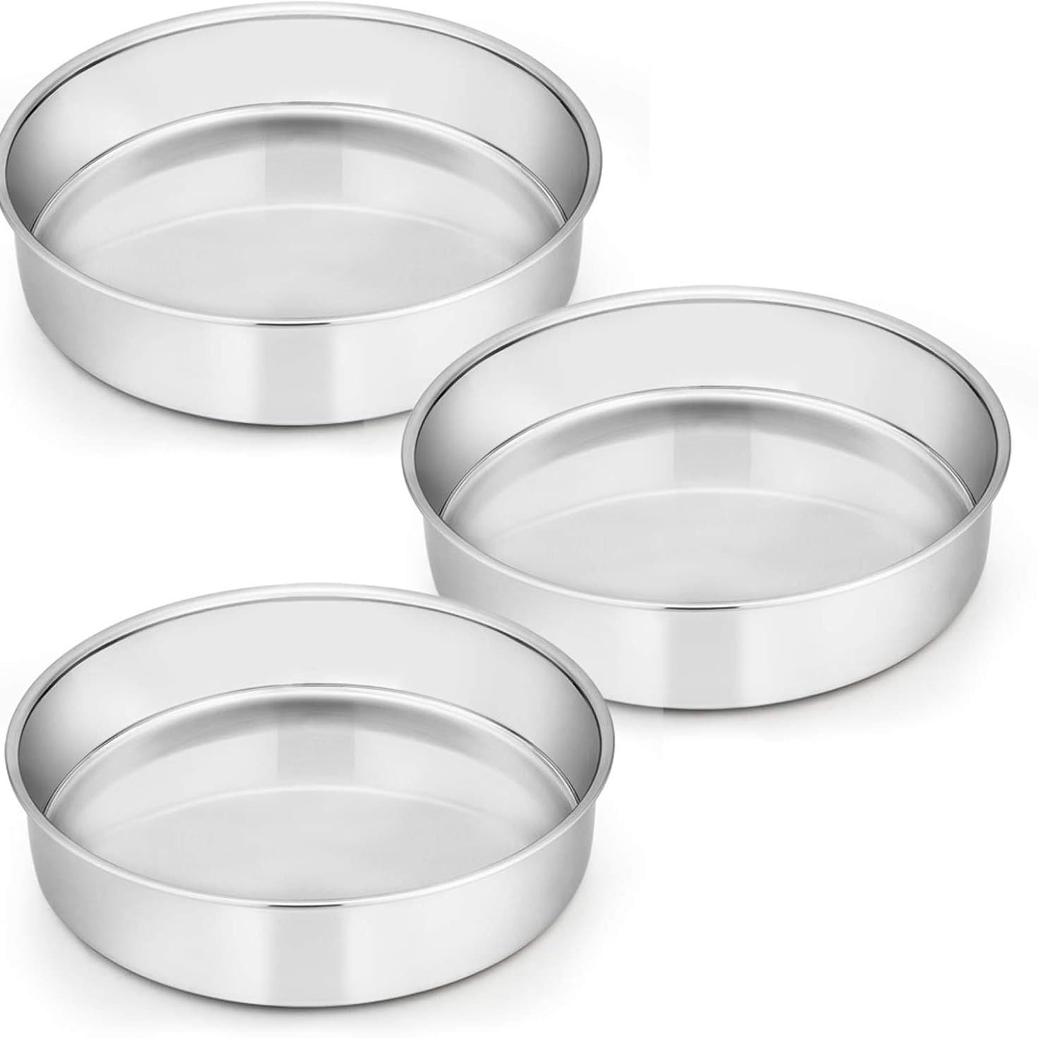 Amazon 304 thickened stainless steel round cake pan baking pan round pan roasted chicken plate dishwasher safe