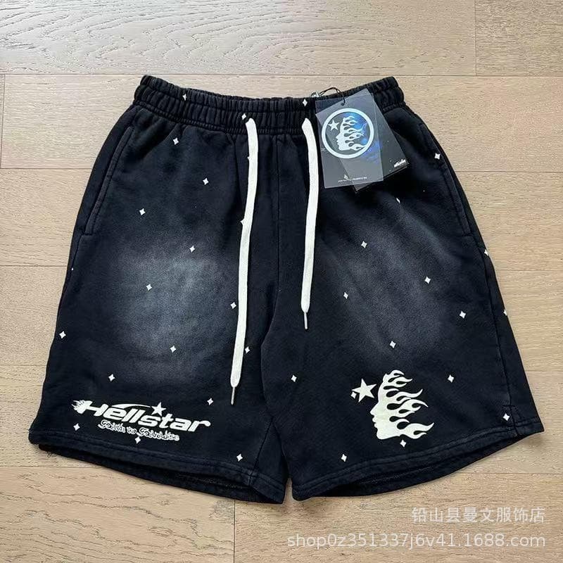 saint vintage digital print washed distressed shorts three-quarter length high street loose pants