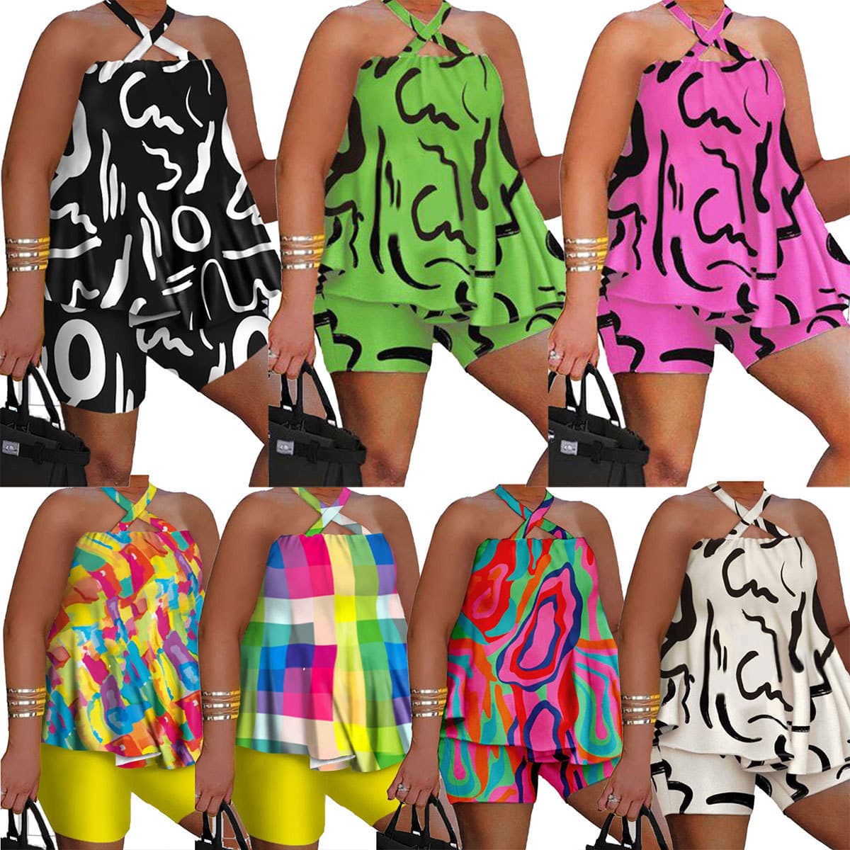 SRS10445 European and American sexy printed suit