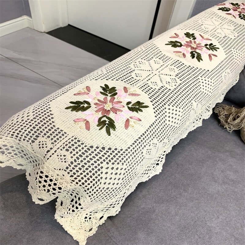 American retro pastoral cotton crochet sofa armrest TV cabinet shoe cabinet dining table coffee table cloth table flag table with bed F^