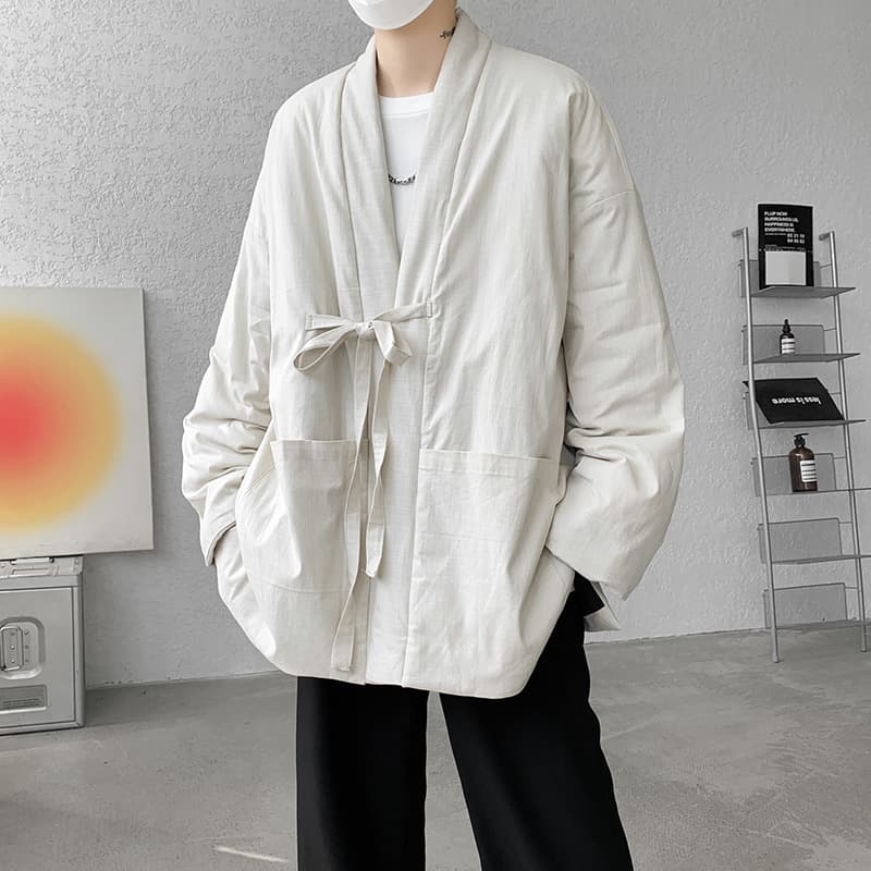 New Chinese Style Plus Size Quilted Thick Cotton Coat Winter Chinese Fashion Men's Cotton Linen Retro Zen Cotton Jacket