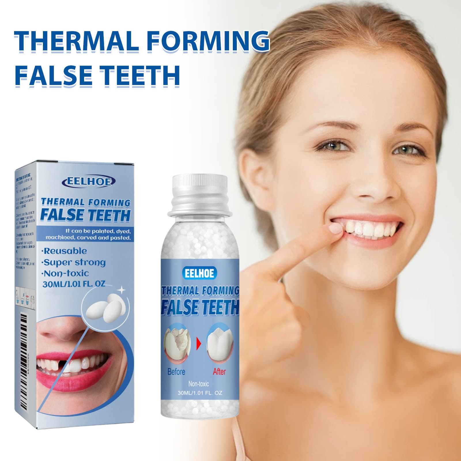 EELHOE Moldable False Teeth Dental Wax for Film and TV Makeup, Temporary Tooth Filler for Gaps and Cavities