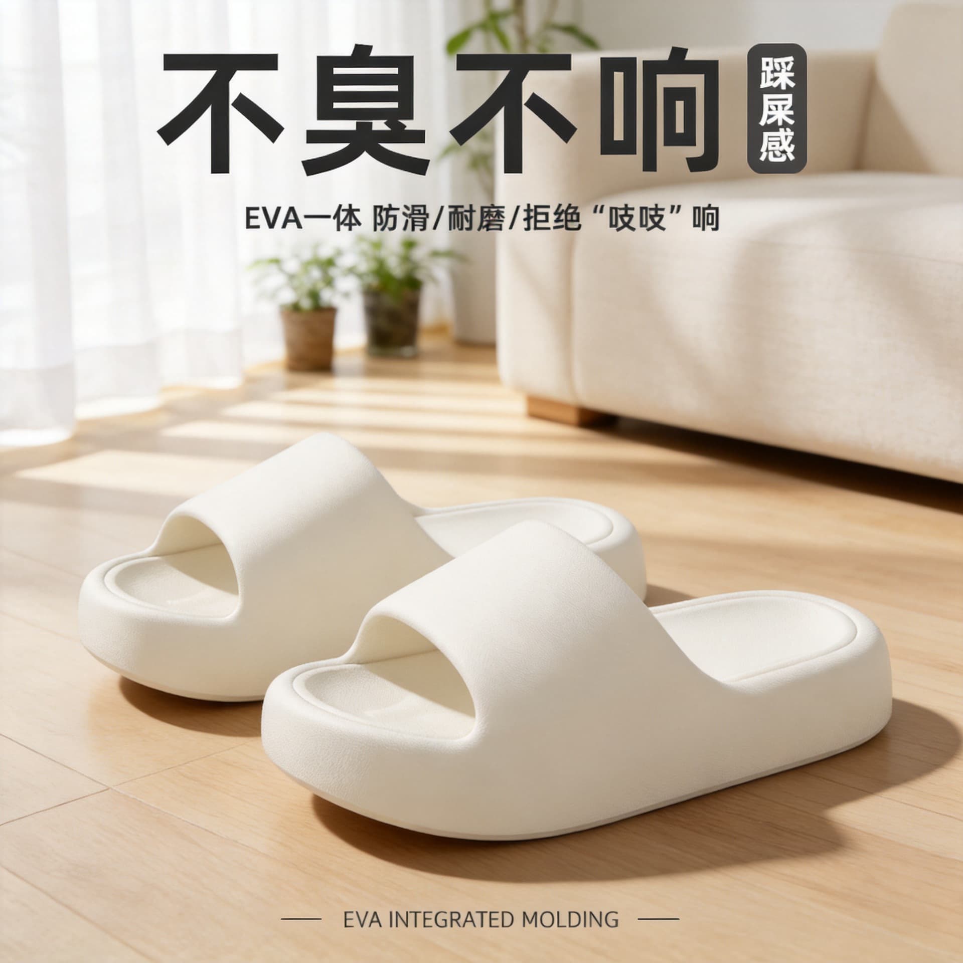 Summer Home Slippers, EVA Slippers with Cloud-Like Comfort, Wear-Resistant, Bathroom Anti-Slip Soft Sole Slippers for Summer