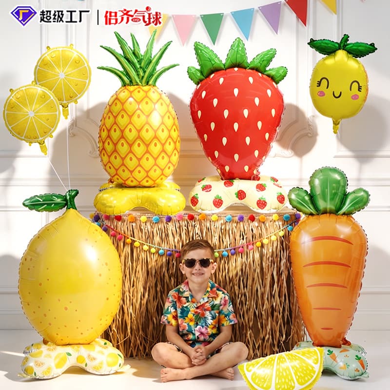 Fruity colorful summer balloons extra large standing watermelon strawberry lemon balloons beach barbecue party arrangement balloons