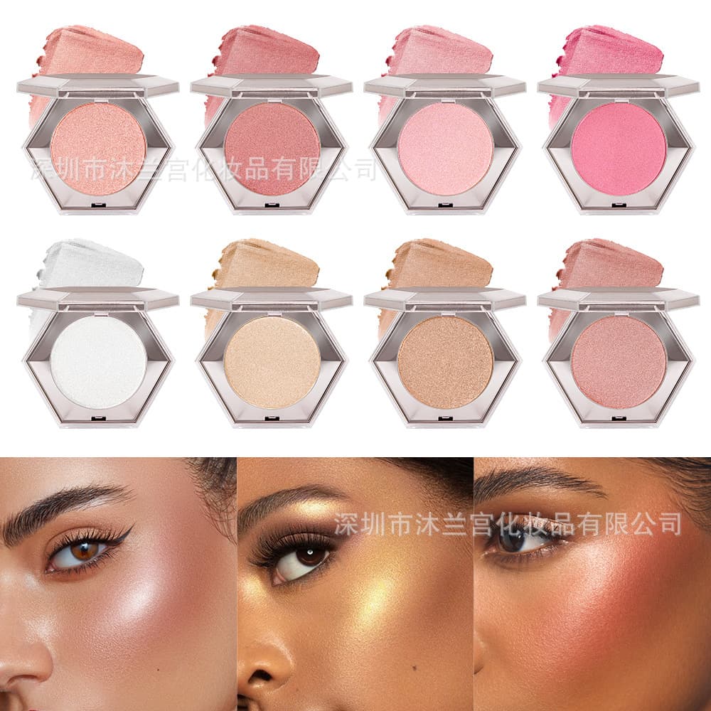 High-Gloss Powder Blush Cross-Border New Products Europe and USA Makeup 3D Look Brightening High-Gloss Blush Manufacturer In Stock Amazon