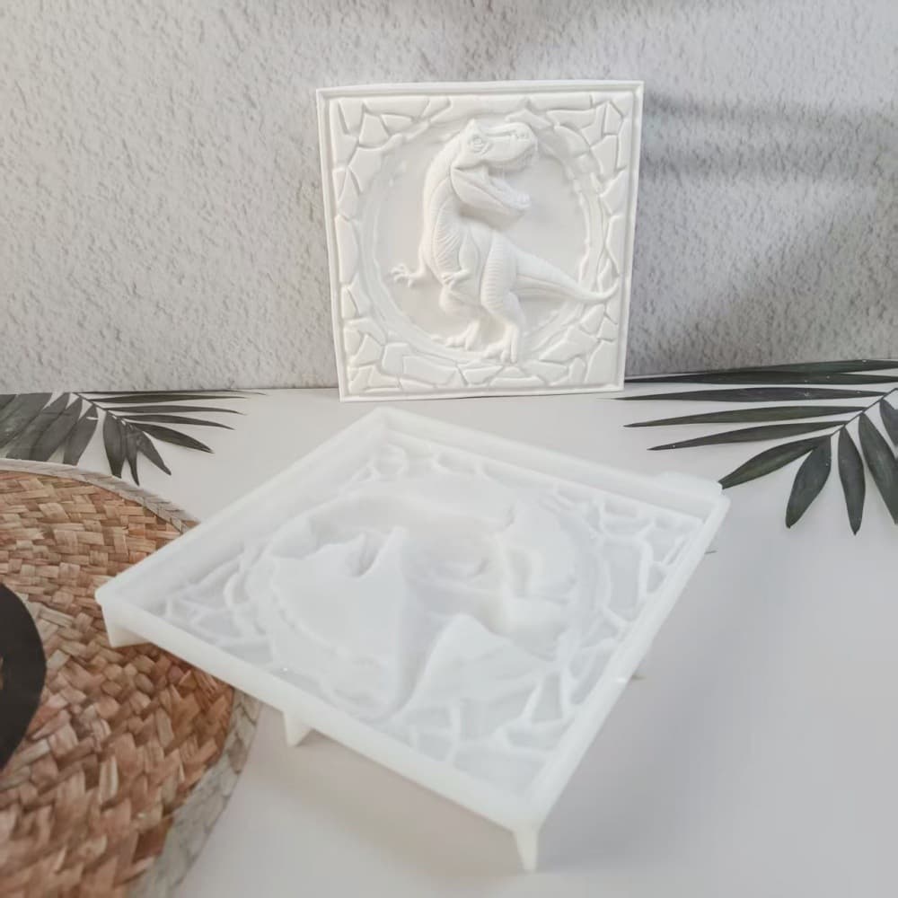 S1853 T-Rex Semi-3D Wall Hanging Decorative Cement Plaster Mold DIY Silicone Mold