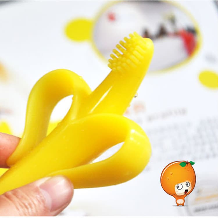 Stick Banana Toothbrush Toy Biteable Baby Toothbrush Baby Teething Silicone Food Grade Silicone Banana Teether