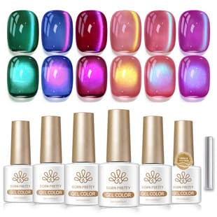 BORN PRETTY New Trendy Glass Bead Cat Eye Gel Set, High-Shine Magnetic Fine Cat Eye Nail Gel
