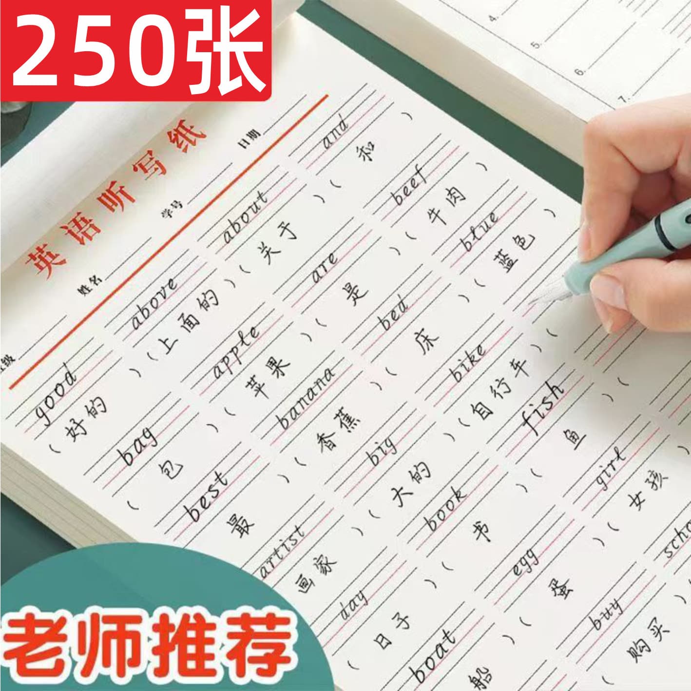 Student Chinese-English Translation Practice Paper, English Word Dictation Book, Daily Dictation Paper, Junior High and Senior High School English Dictation Book