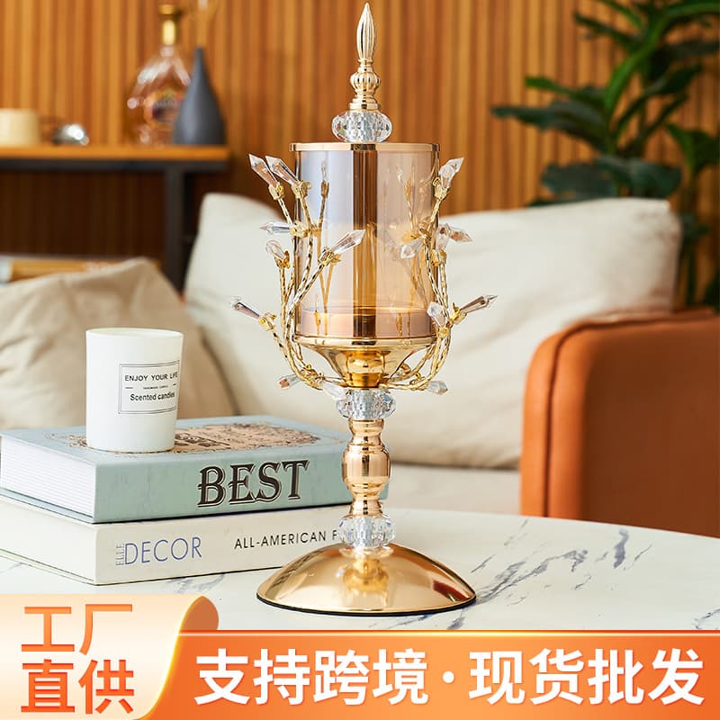 European Luxury Crystal Candle Holder, Light Luxury Iron Art Wedding Decoration, Electroplated Metal Candle Holder Wholesale