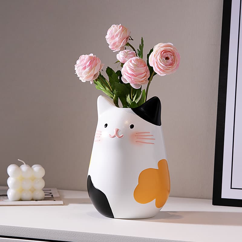 Cat flower arrangement ornaments living room TV cabinet entry entrance girls room desktop decoration dried flower bouquet gift