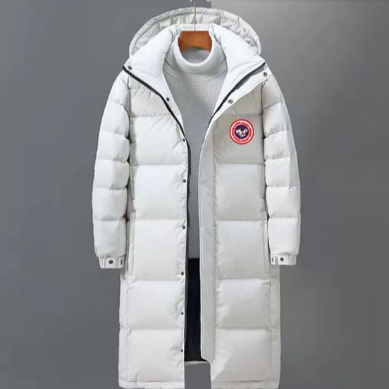 Cross-border men's fashion brand long thick hooded winter coat with map print, suitable for both men and women.