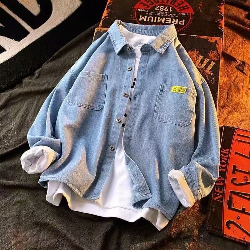 Boys Spring Denim Shirt 2025 New Style, Korean Denim Jacket for Older Boys, Spring and Autumn Casual Shirt