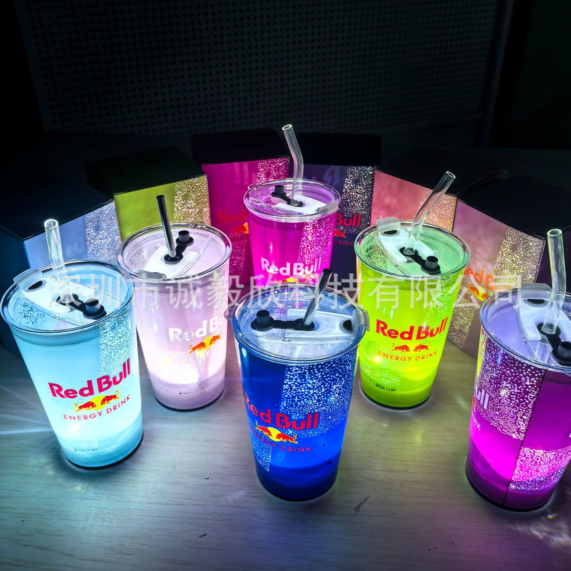 Spot Red Bull luminous water cup TK TM popular luminous water cup with printable logo pouring luminous cup LED water cup