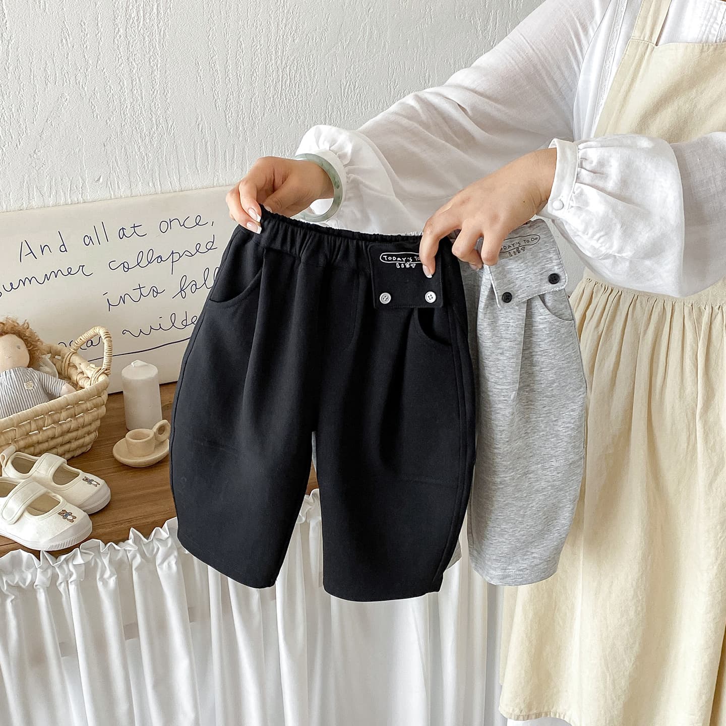 Dianxi autumn new Korean style simple knitted pants for infants and young children casual versatile pants for boys and girls loose wide-leg trousers