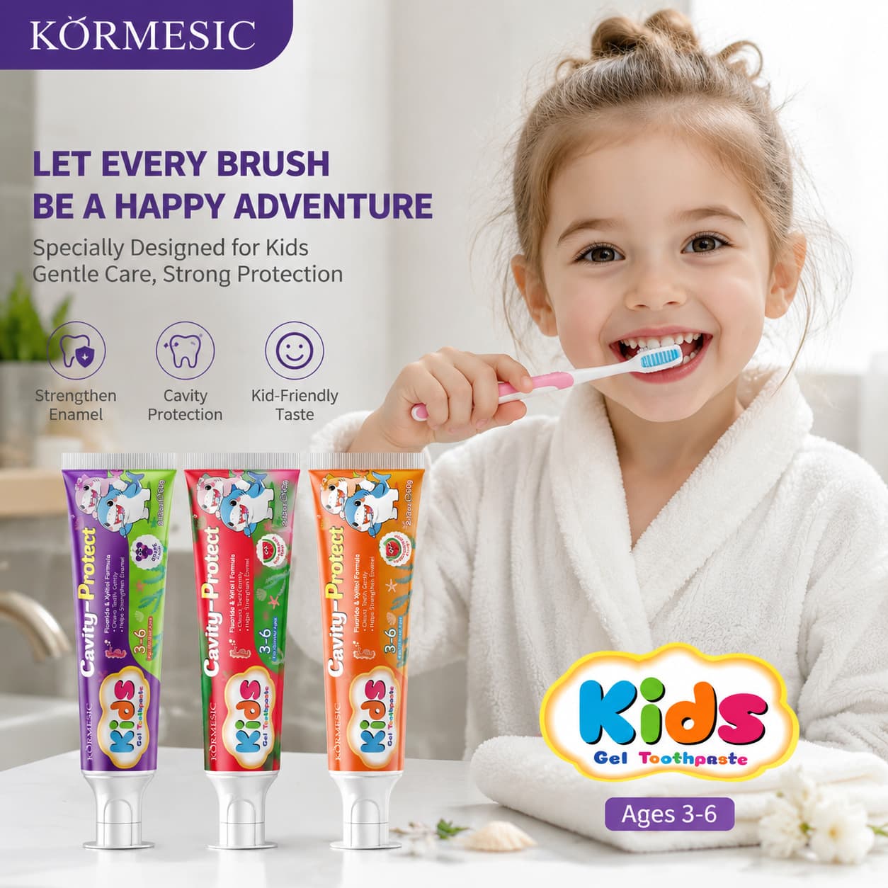 Philippines FDA Certified Cross-border KORMESIC Anti-cavity Children's Toothpaste