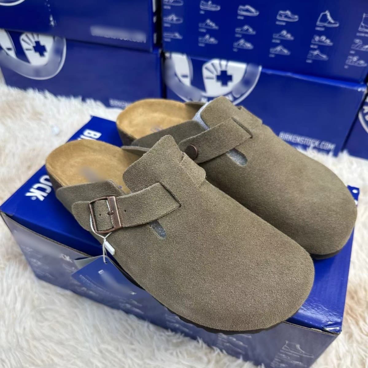 BK Birkenstock Genuine Leather Clog Mules Enclosed Toe Slip-On Spring/Autumn Unisex Sandals Soft Cork Birkenstock Shoes