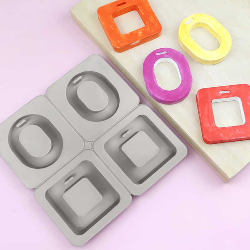 Xunwei 4-Cavity 2-Set Oval Block Wax Mold, Food-Grade Silicone, Aromatherapy Plaster Accessory Mold, Pendant Mold