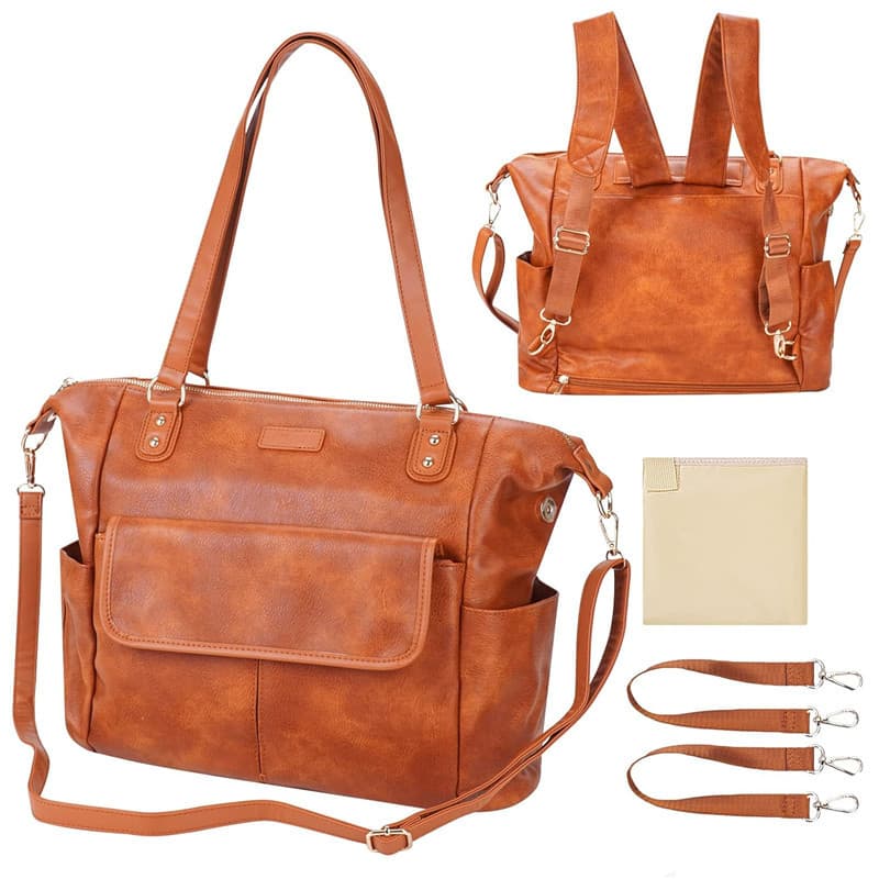 Diaper Bag Handbag Leather Backpack Large Travel Baby Bag Wallet with Insulated Pocket Maternity Bag