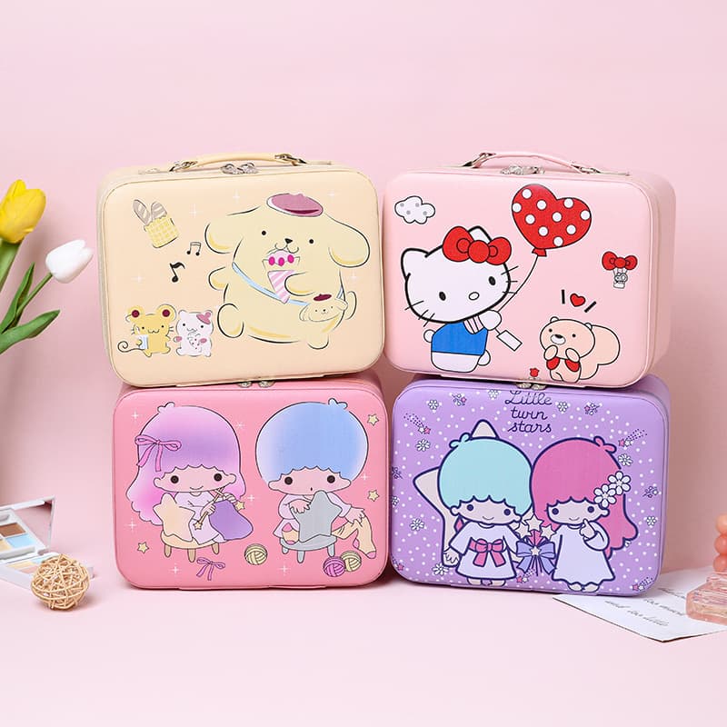 Cute Cartoon Kurome Makeup Box Desktop XL PU Leather Makeup Mirror Storage Box Portable Storage Box