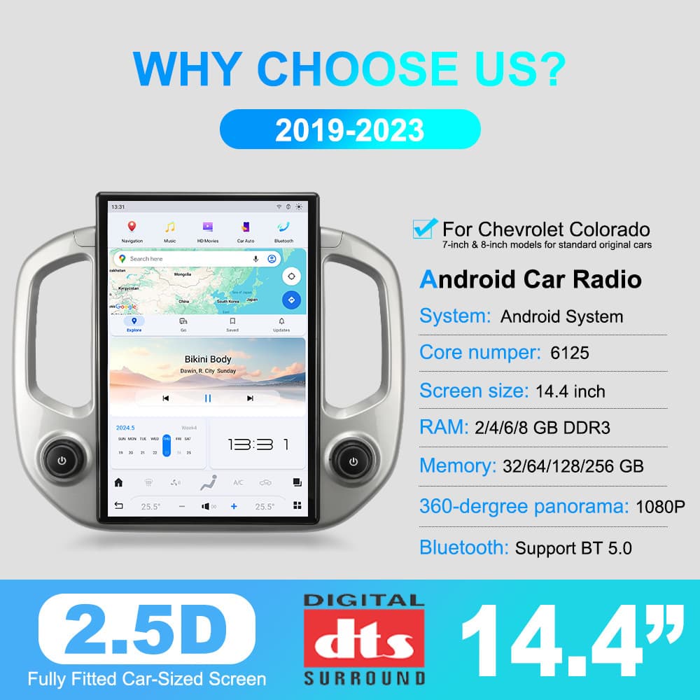 Suitable for Chevrolet Colorado 14.4-inch high-definition central control large screen with wireless carplay car DVD navigation