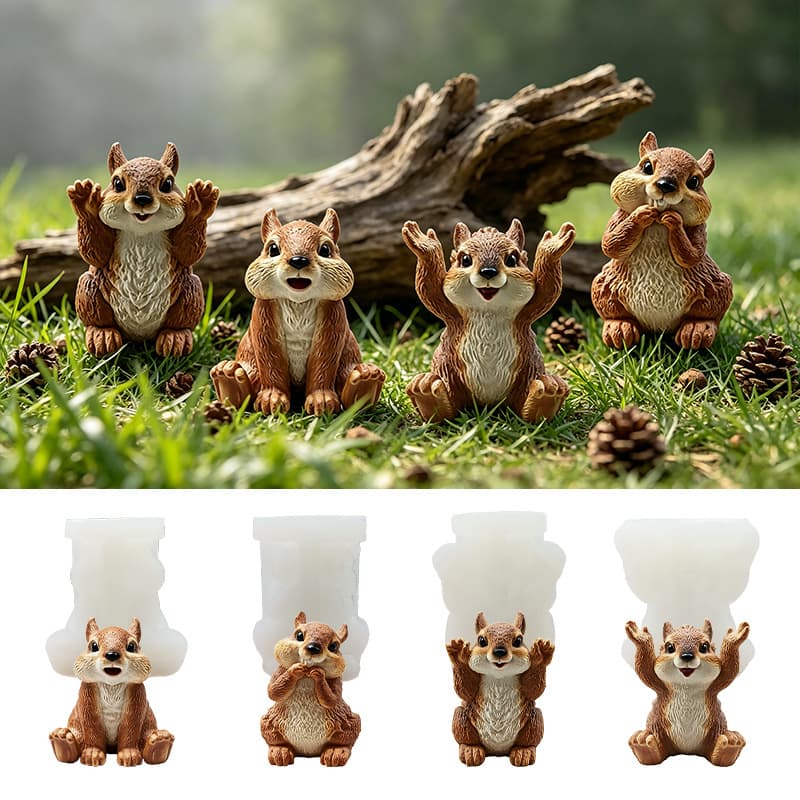 Epoxy Resin 3D Animal Mold Multi-Form Squirrel Mold Creative DIY Plaster Squirrel Figurine Mold