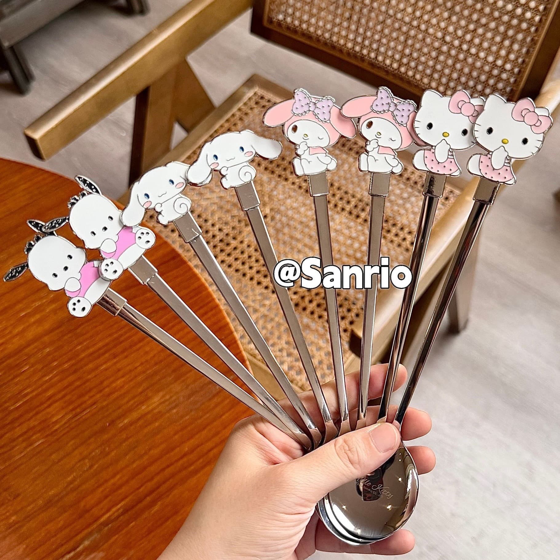 Sanrio Cartoon Stainless Steel Spoon Cute Children's Dessert Spoon Hello Kitty Melody Coffee Spoon Long Handled Spoon