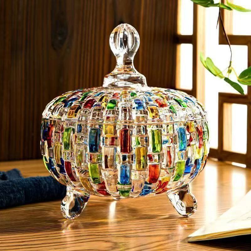 Hand-Painted Crystal Glass Candy Jar Colorful Message Bottle Trendy Rainbow Multicolored Bar