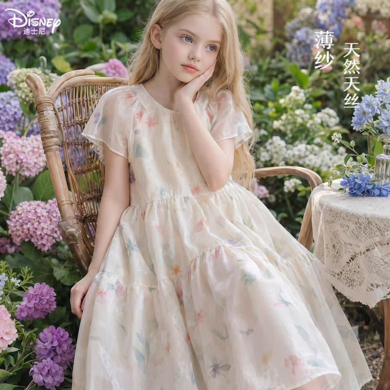 Girls' New Summer Dress Children's Mesh Skirt Tween Youth Fashionable Lightweight Princess Dress