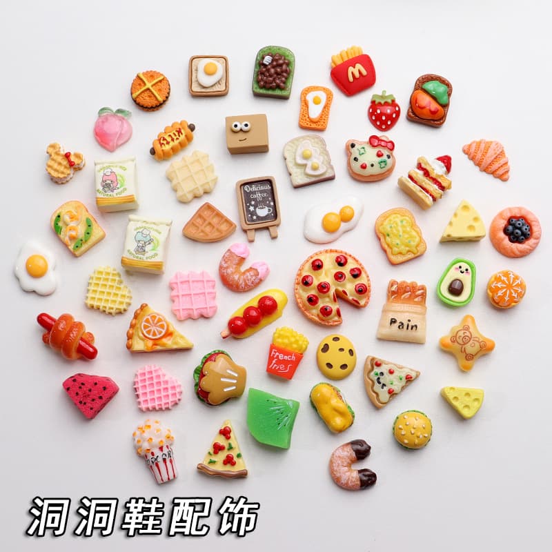 Simulation Food Toy Burger Fruit Self-Select Croc Charms Shoe Clips Accessories Shoe Decorations Wholesale