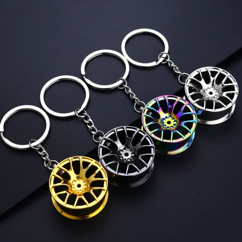 Creative Car Modified Wheel Hub Metal Keychain Pendant Simulation Turbo Pendant Gift for Boyfriend Factory Wholesale