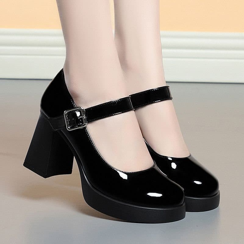 2026 New Mary Jane High Heels Comfortable Anti-Slip Wear-Resistant Women Shoes Classic Fashion Versatile Genuine Leather Dress Shoes