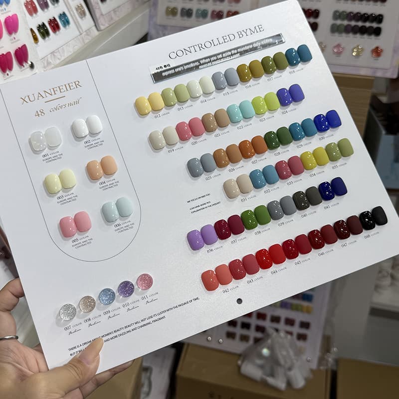 48-Color Spring Painting Solid Gel Polish Set with Sparkling Diamond Fragments, Nail Salon Full Set Nail Polish Gel