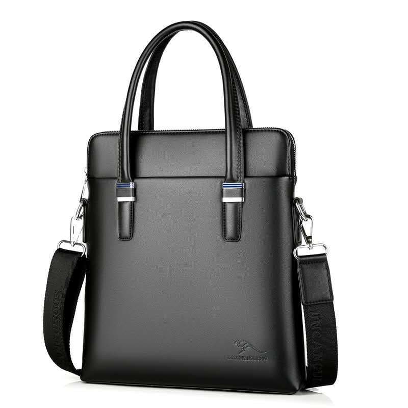 Men's Vertical Business Briefcase Handbag Shoulder Bag Crossbody Bag Leather Briefcase