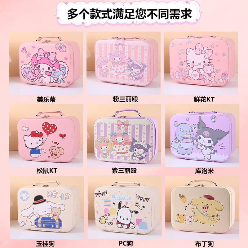 Portable Sanrio Cartoon Cosmetic Bag, Large Capacity Makeup Organizer, Melody Makeup Case, Waterproof