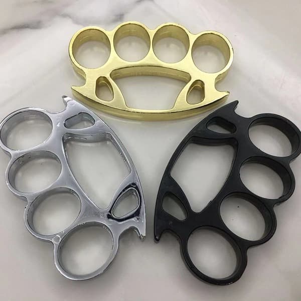 Four-Ring Knuckle Duster Zinc Alloy Four-Finger Knuckle Duster Self-Defense Window Breaker Fighting Tool Ring Fiberglass Hand Support