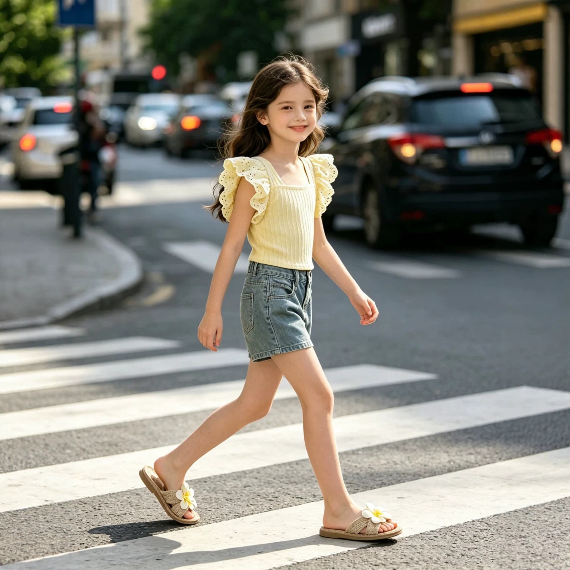 Factory Wholesale Summer Girls' Lace Blouse with Small Square Collar, Stylish Korean-Style Sweet Vacation Design
