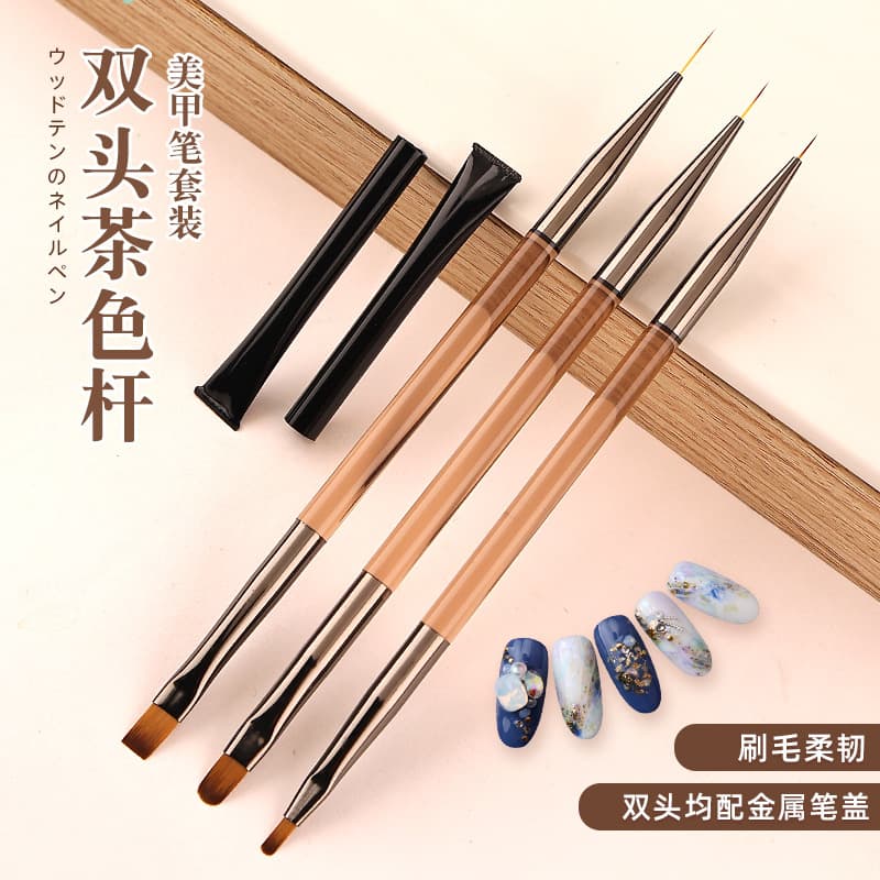 Double-headed manicure construction pen Japanese-style shaping special dual-purpose manicure tool painted autumn chrysanthemum pull line light therapy glue laying pen