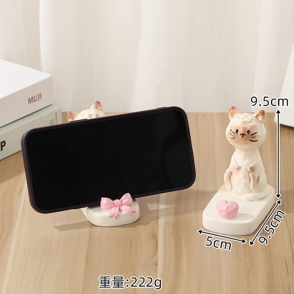 Cute Cartoon Siamese Cat Phone Stand Resin Craft Home Desktop Phone Stand Cat Phone Holder