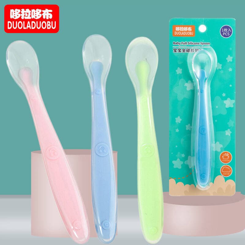 Duola Duobu Full Silicone Baby Soft Spoon Infant Feeding Spoon Soft Silicone Spoon 6061