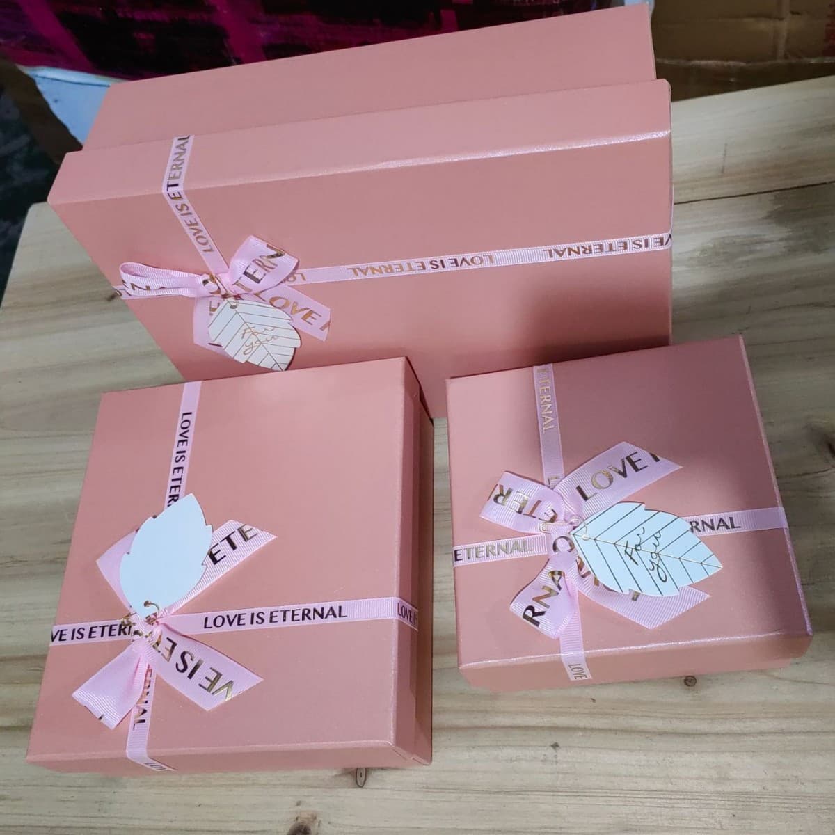 Pink Gift Box with Bow Packaging Souvenir Box Top and Bottom Cover Gift Box Birthday Gift Box Pink Packaging Box