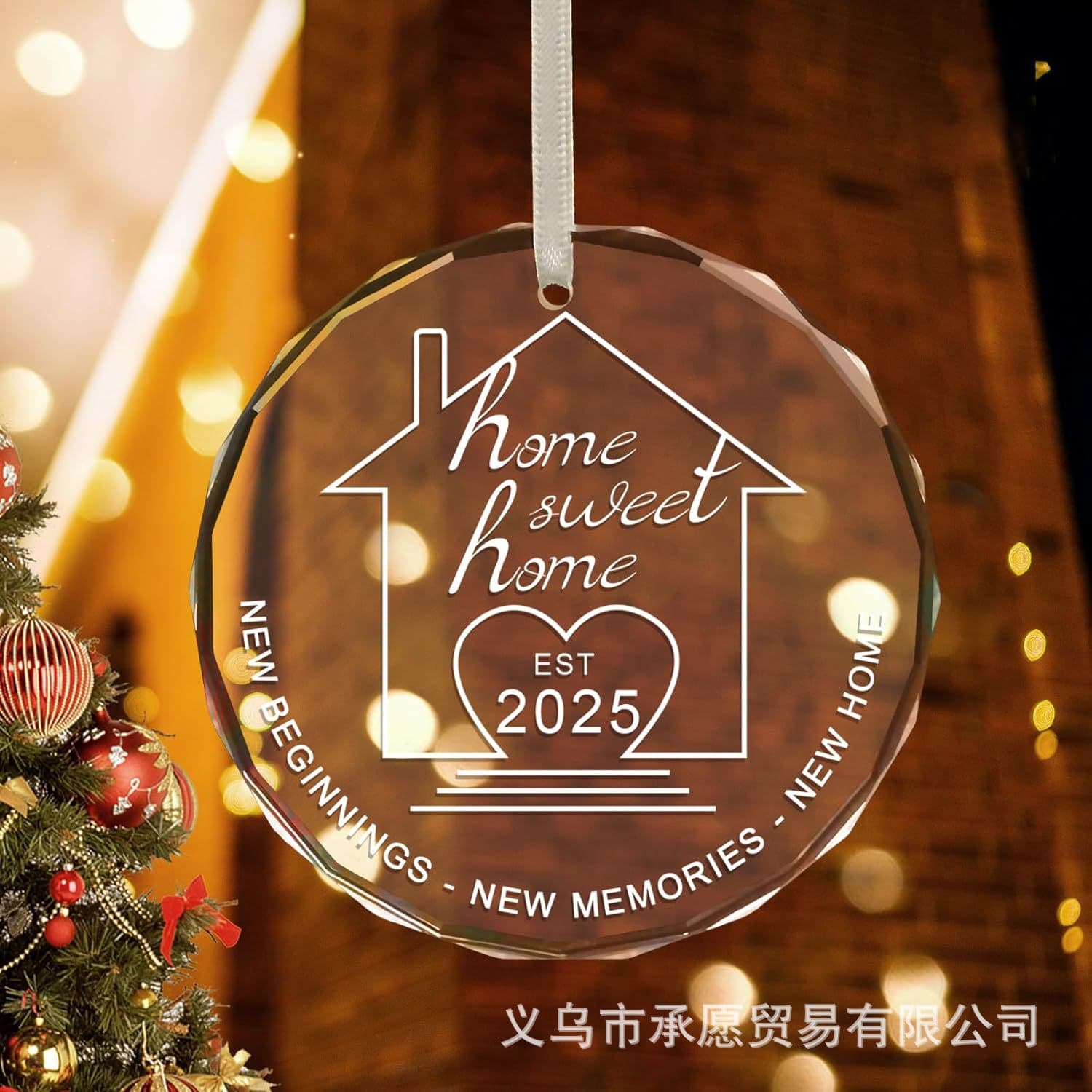 Cross-border 2025 wedding glass pendant, married couple’s first Christmas, wedding gift decorations