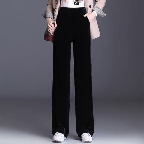 Gold velvet narrow wide-leg pants for women autumn and winter 2025 new high-waisted casual drape straight velvet pants for women